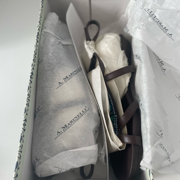 A. Marinelli Ablaze Brown Blue Jeweled Beaded Sandal size 6.5M - Picture 2 of 9